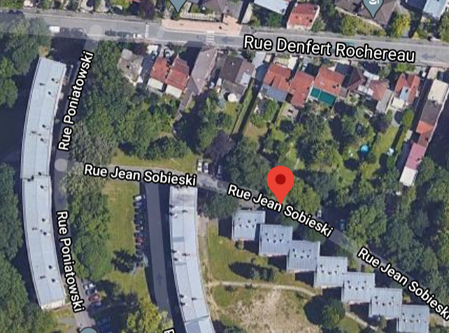 Widok z Google Map na Rue Jean Sobieski w miejscowości Noisy-le-Sec we Francji.