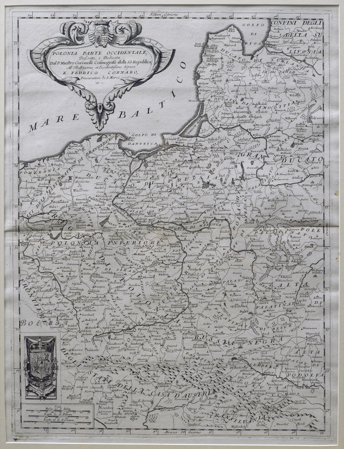 Mapa Rzeczypospolitej opracowana przez Vincenzo Marię Coronellego. Jest to część wschodnia Rzeczpospolitej z 1692 roku. 