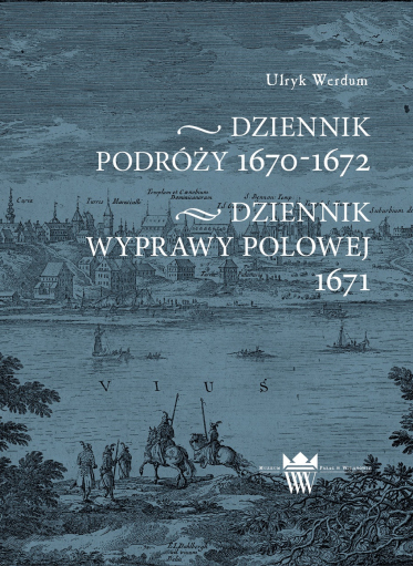 Szara okładka z przedstawieniem panoramy nowożytnego miasta, rzeki i jeźdźców na koniach.